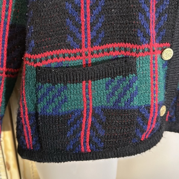 Tally Ho Vintage 1990s Y2K Plaid Tartan Button Down Cardigan Sweater Wool Medium - Picture 9 of 15